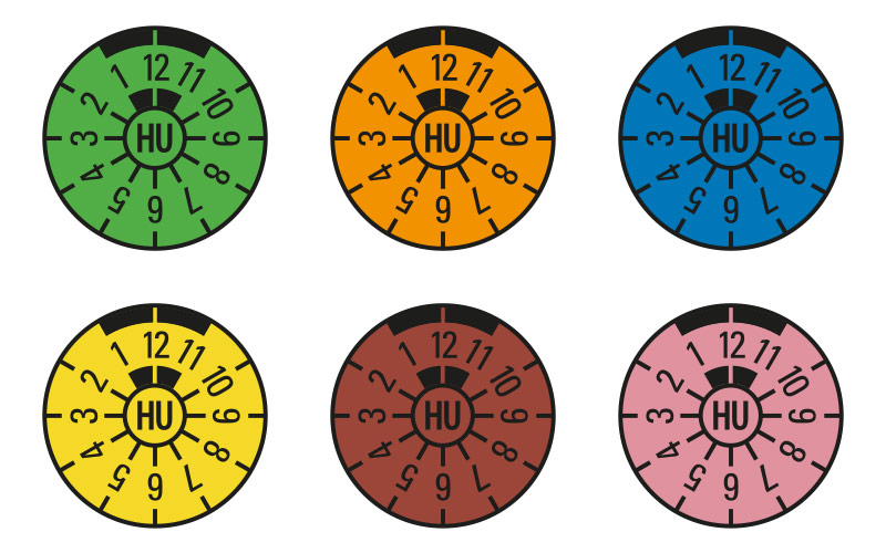 HU Plaketten in verschiedenen Farben