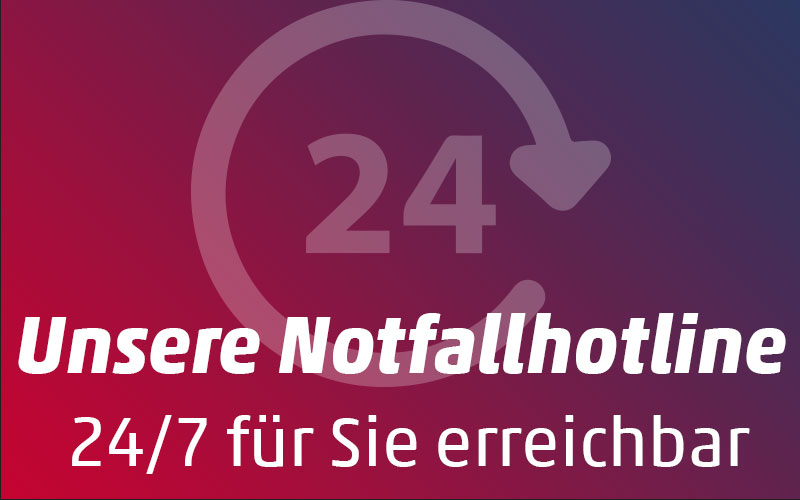 24/7-Notfallhotline-Hinweis mit 24-Symbol